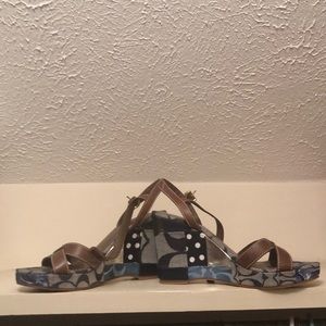 Coach denim patchwork wedges.